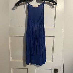 Blue Fringe Tank Top